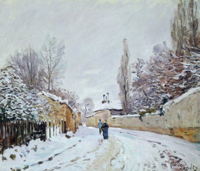 Straße unter Schnee, in der Nähe von Louveciennes, 1876 von Alfred Sisley